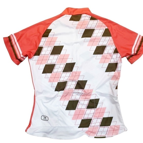 SUGOI White/ Red/Brown Argyle Cycling Jersey 1/2 Zip Top Sz M - Picture 5 of 10